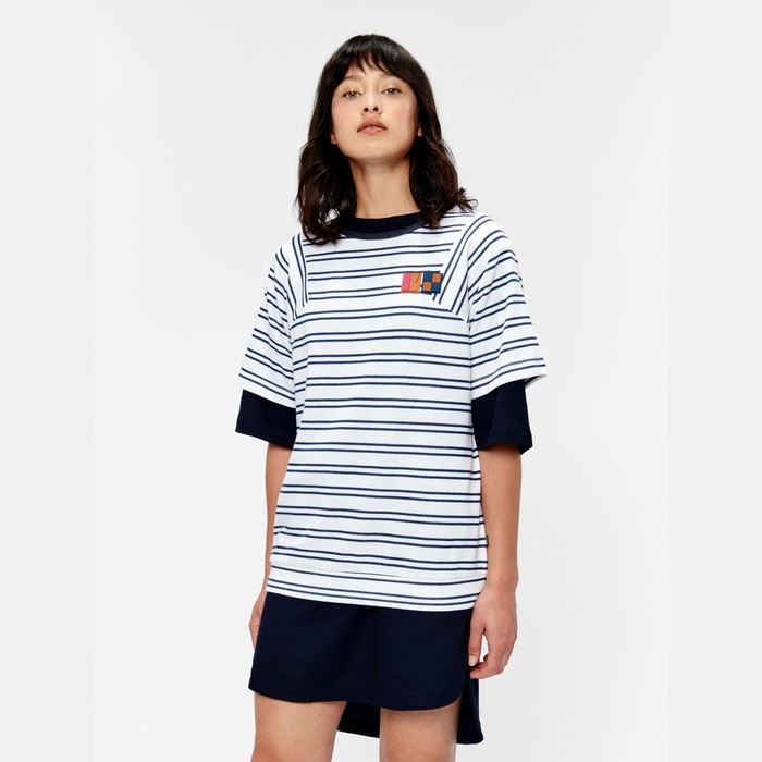 Aigle A Short Sleeves Striped Tee Shirt With Uvc Function Polo Shirts Women White/Black ZA-62931